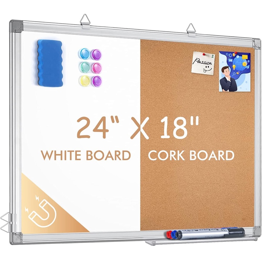 Magnetic cork board and white board